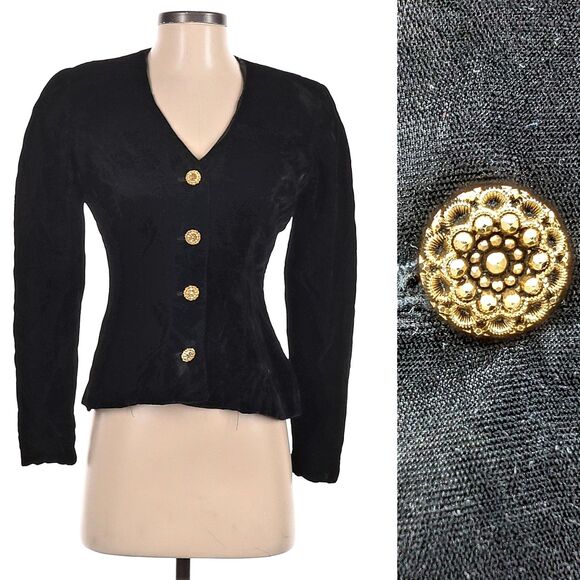 Vintage 1990s Nancy Johnson Velvet Jacket Blazer Office Siren Whimsygoth 8P - Picture 1 of 6